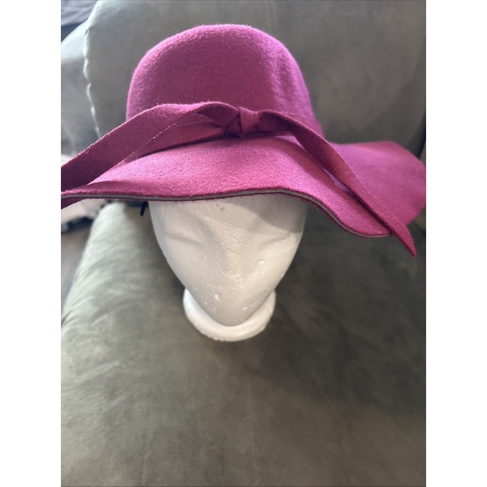 Burgundy Ladies Wavy Fall Hat Perfect For Fall Family Portraits - Picture 2 of 6